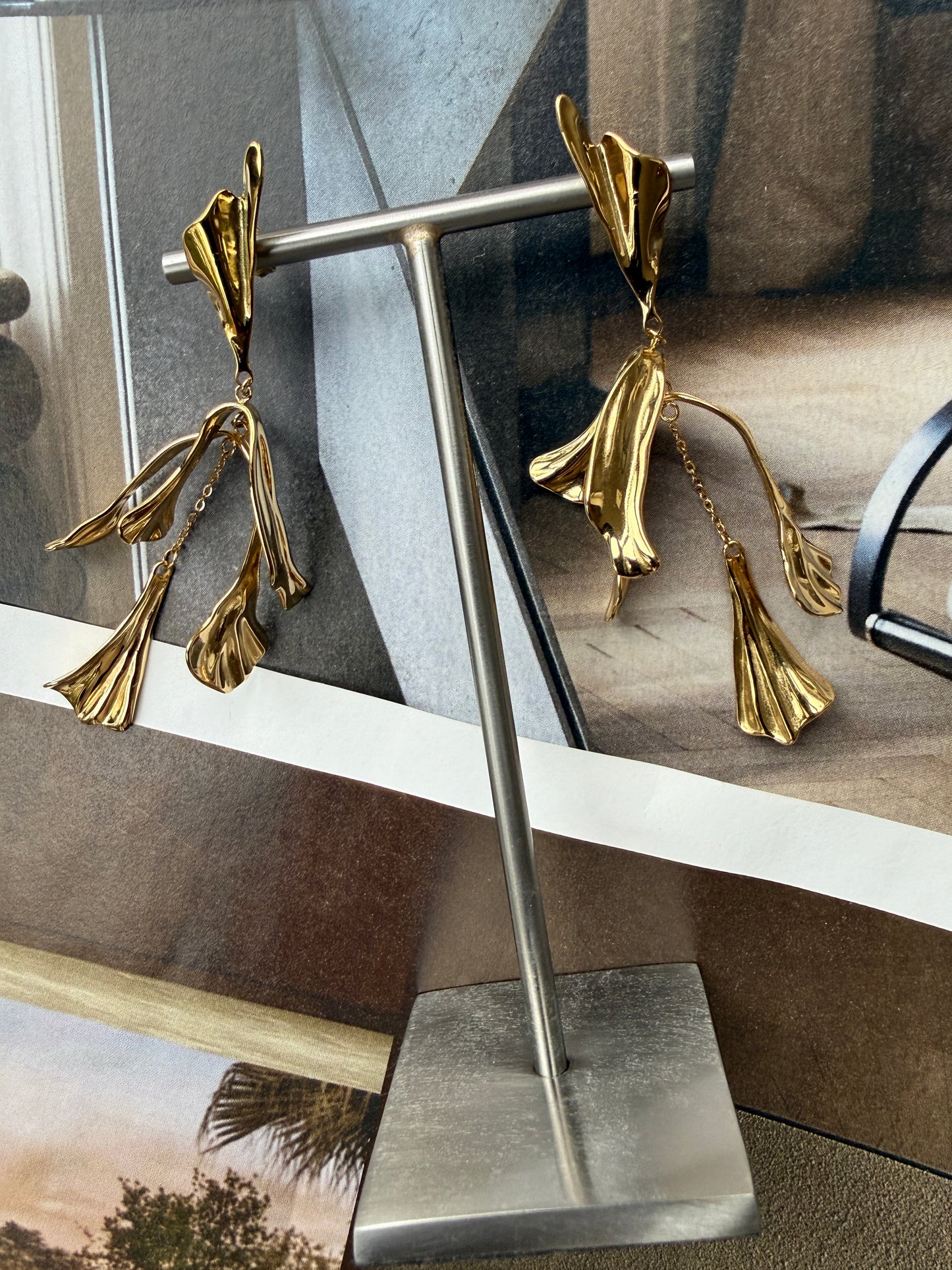 EARRINGS RIZZO / STAINLESS STEEL / 6CM